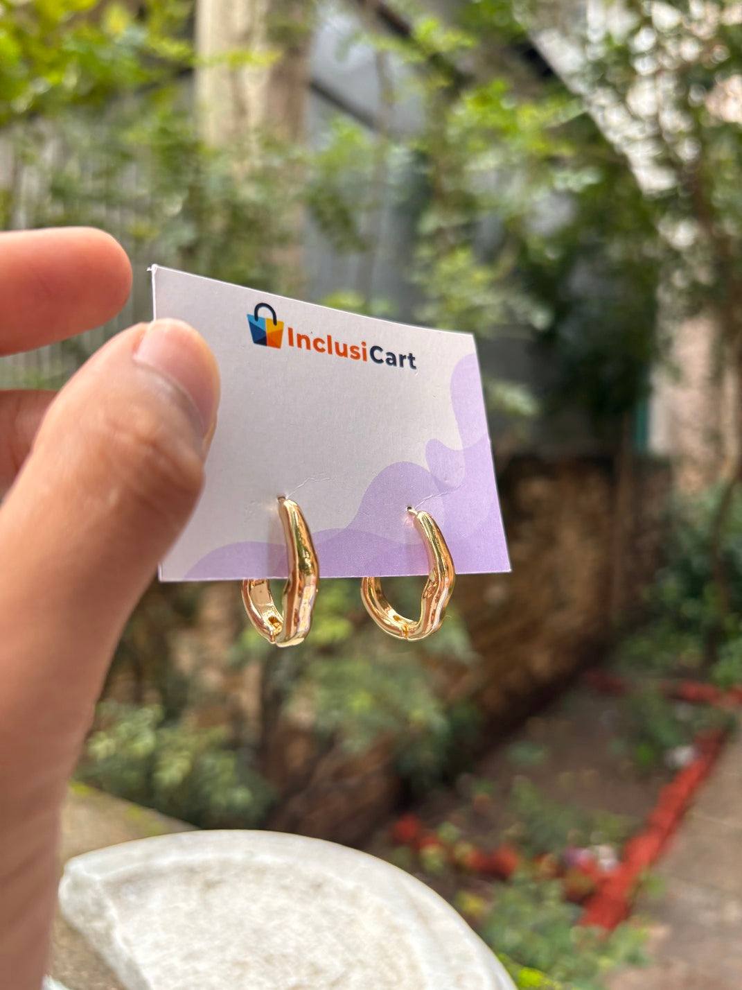 Anti-Tarnish Textured Gold Hoop Earrings