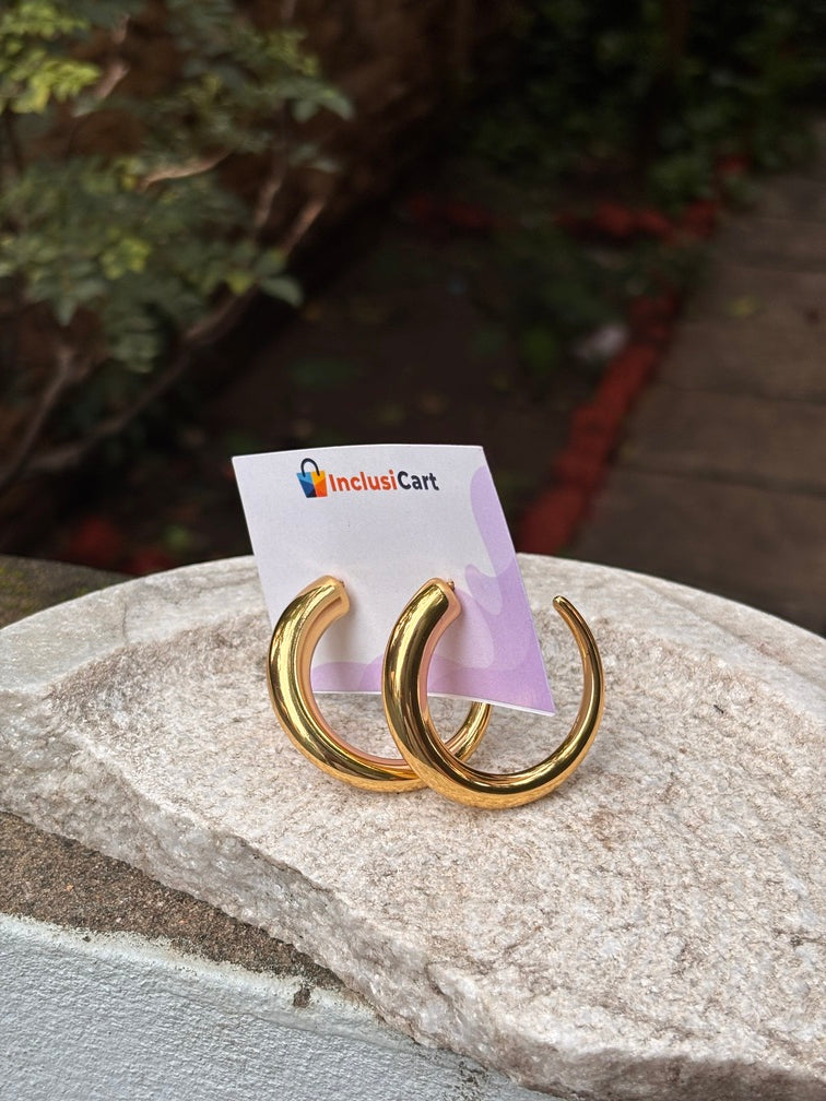 Trendy Anti Tarnish Gold Hoop Earrings for Women