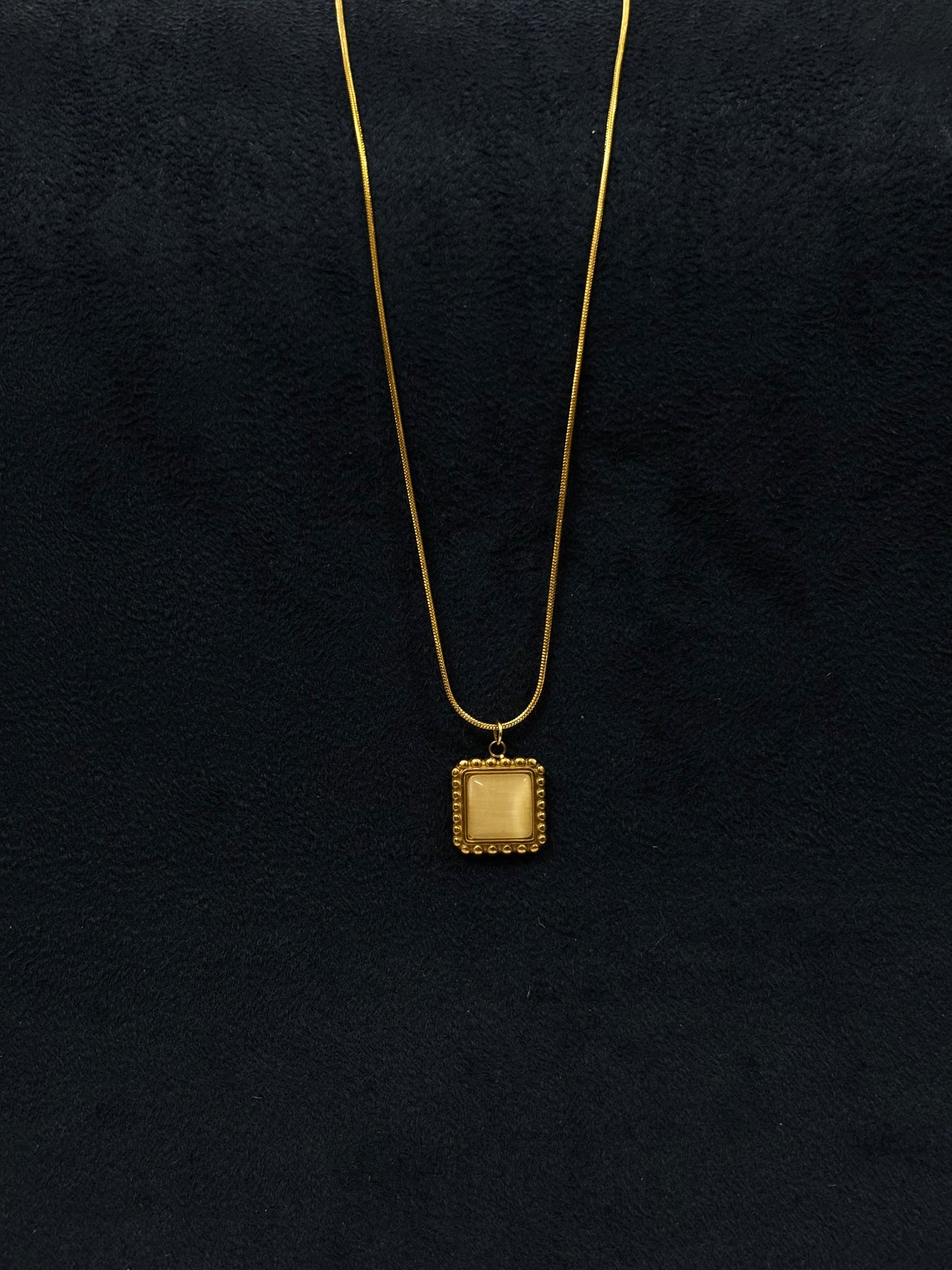 Anti tarnish Necklace | Square Pearl Pendant