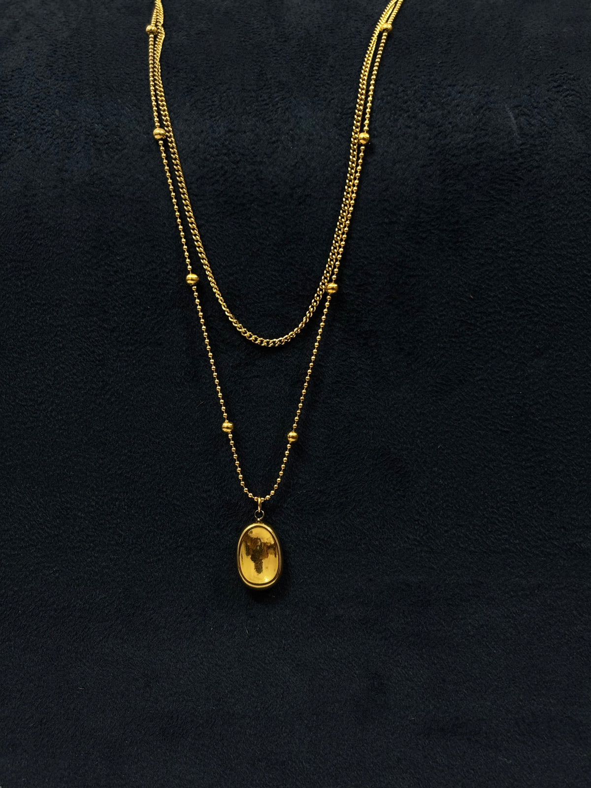 Anti tarnish Necklace | Multi Chain Beads Golden Pendant