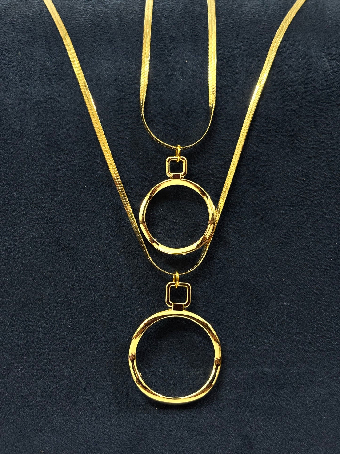 Anti tarnish Necklace | Multi Chain Dual Circular Pendant