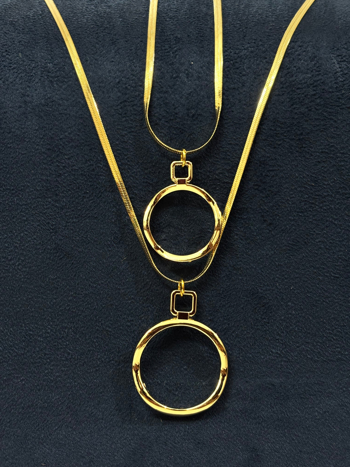 Anti tarnish Necklace | Multi Chain Dual Circular Pendant