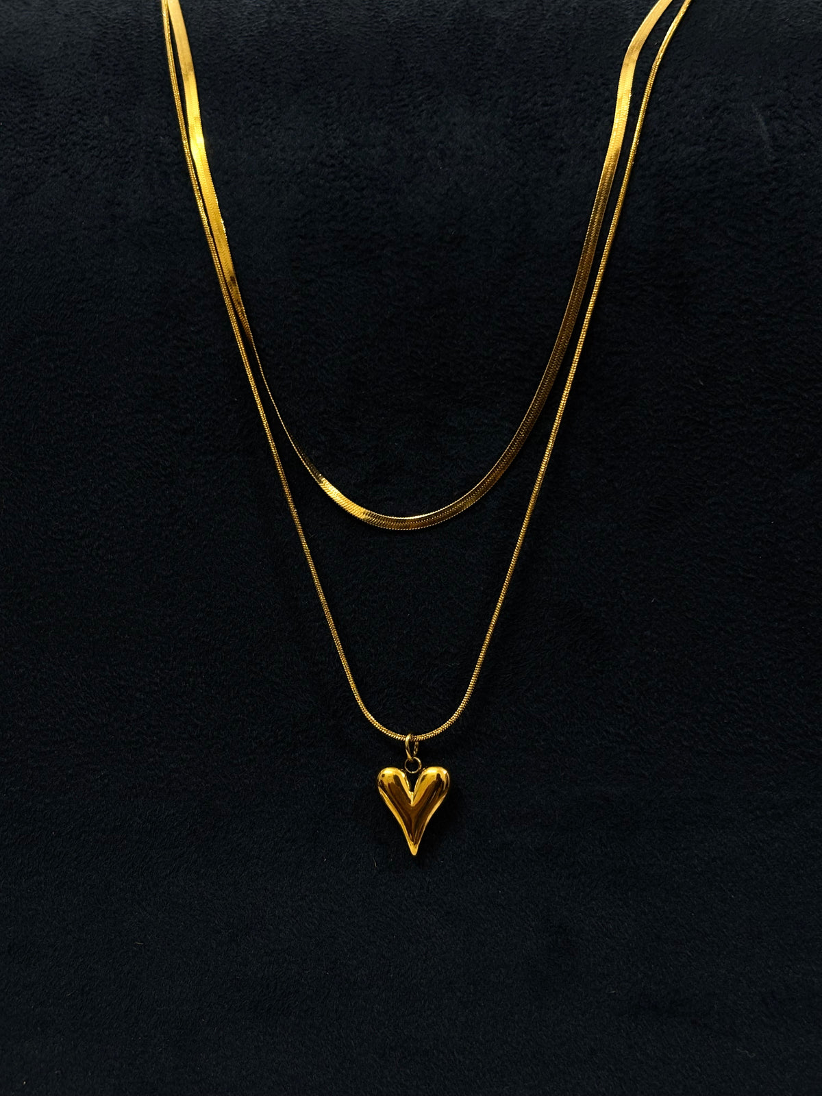 Anti tarnish Necklace | Multi Chain Long Heart Pendant