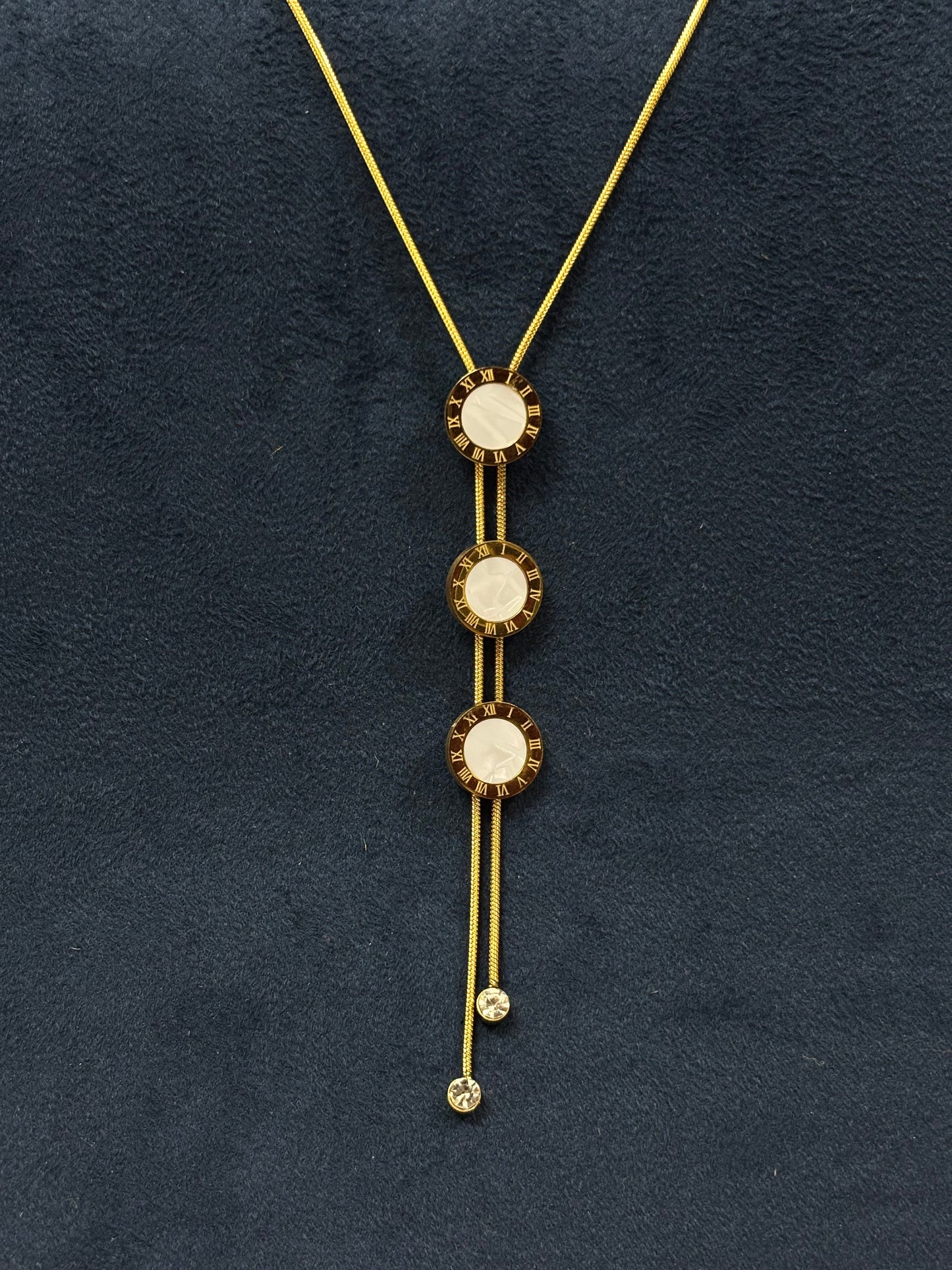 Anti tarnish Necklace | Triple Roman Clock Pendant