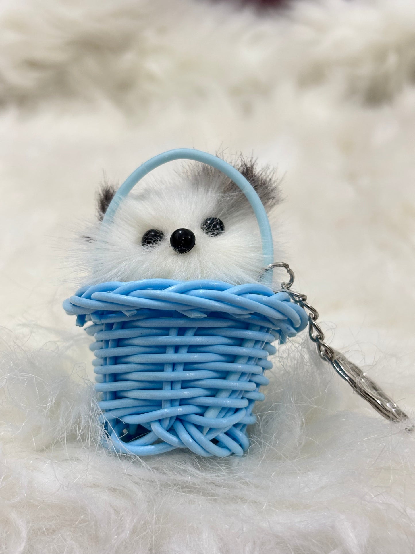 Basket Dogie Keychain Blue