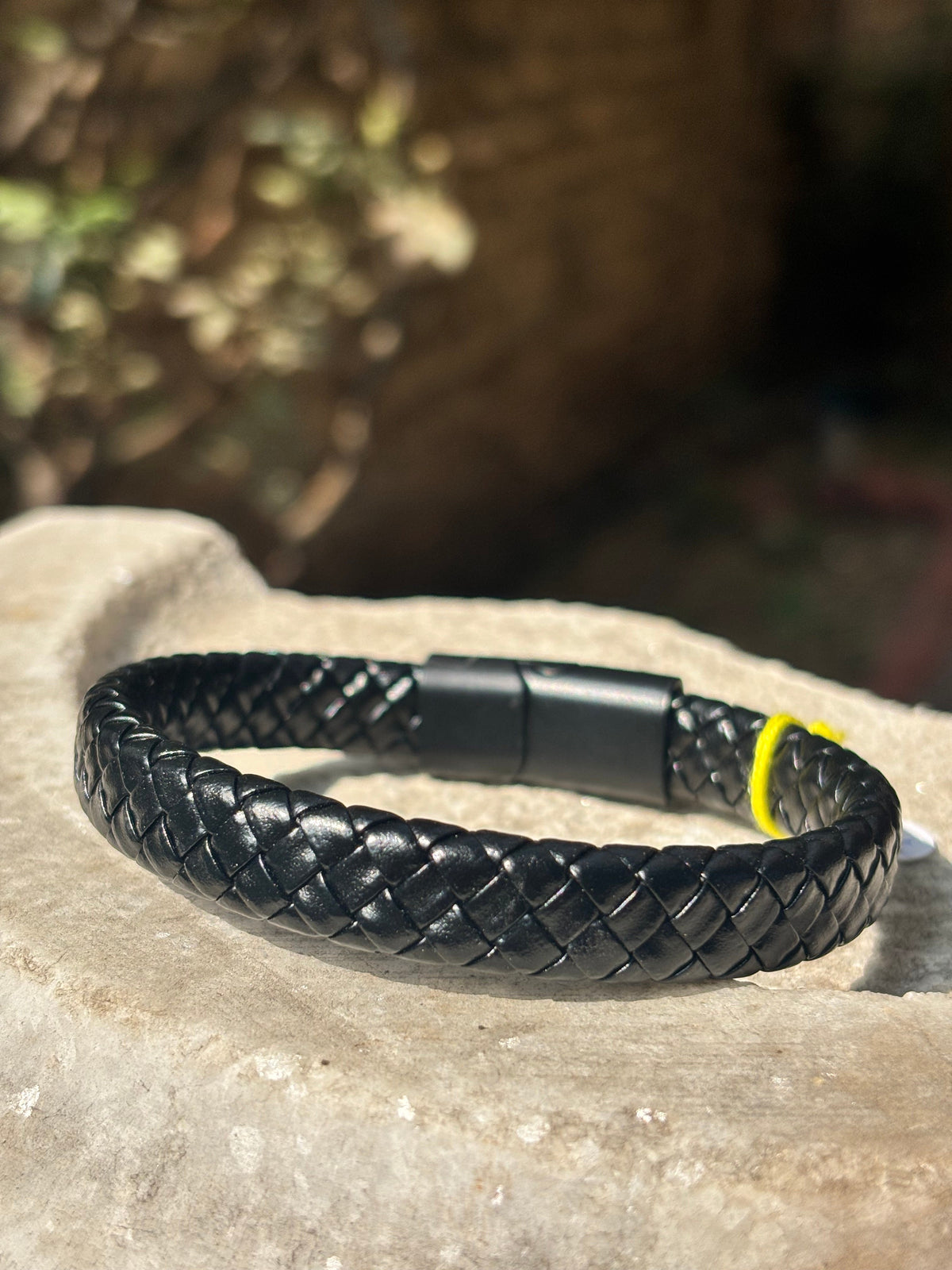 Mens Leather Bracelet | Black Braided