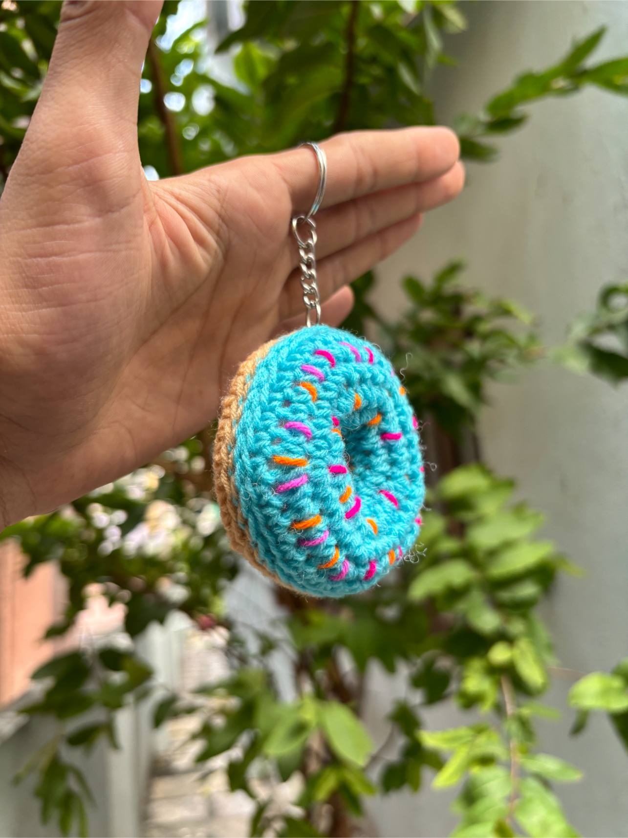 Crochet Keychain | Donut | Blue Icing
