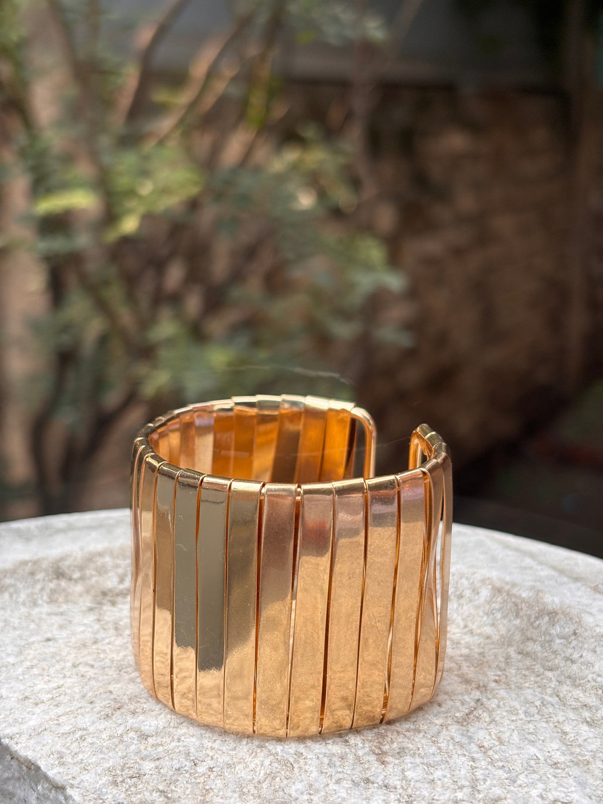 Bold Gold-Plated Anti-Tarnish Wide Cuff Bracelet