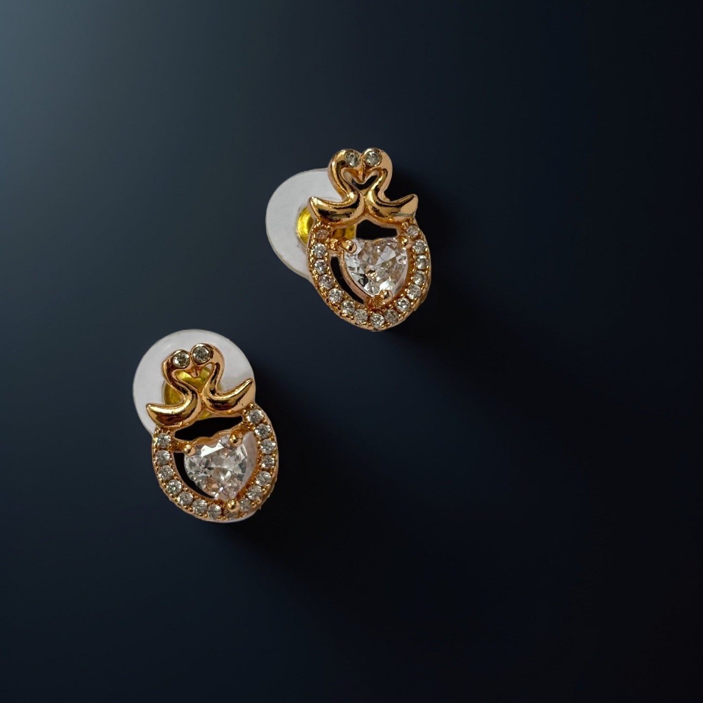 Bow Heart Stud Earrings