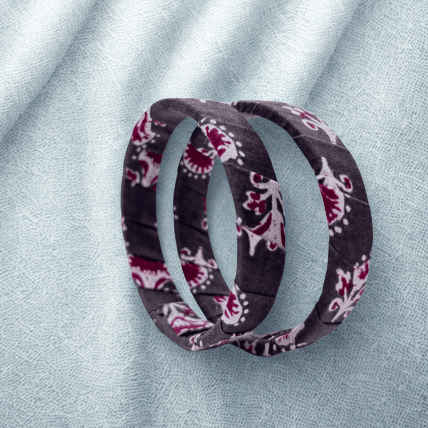 Chandni Charcoal Fabric Bangles