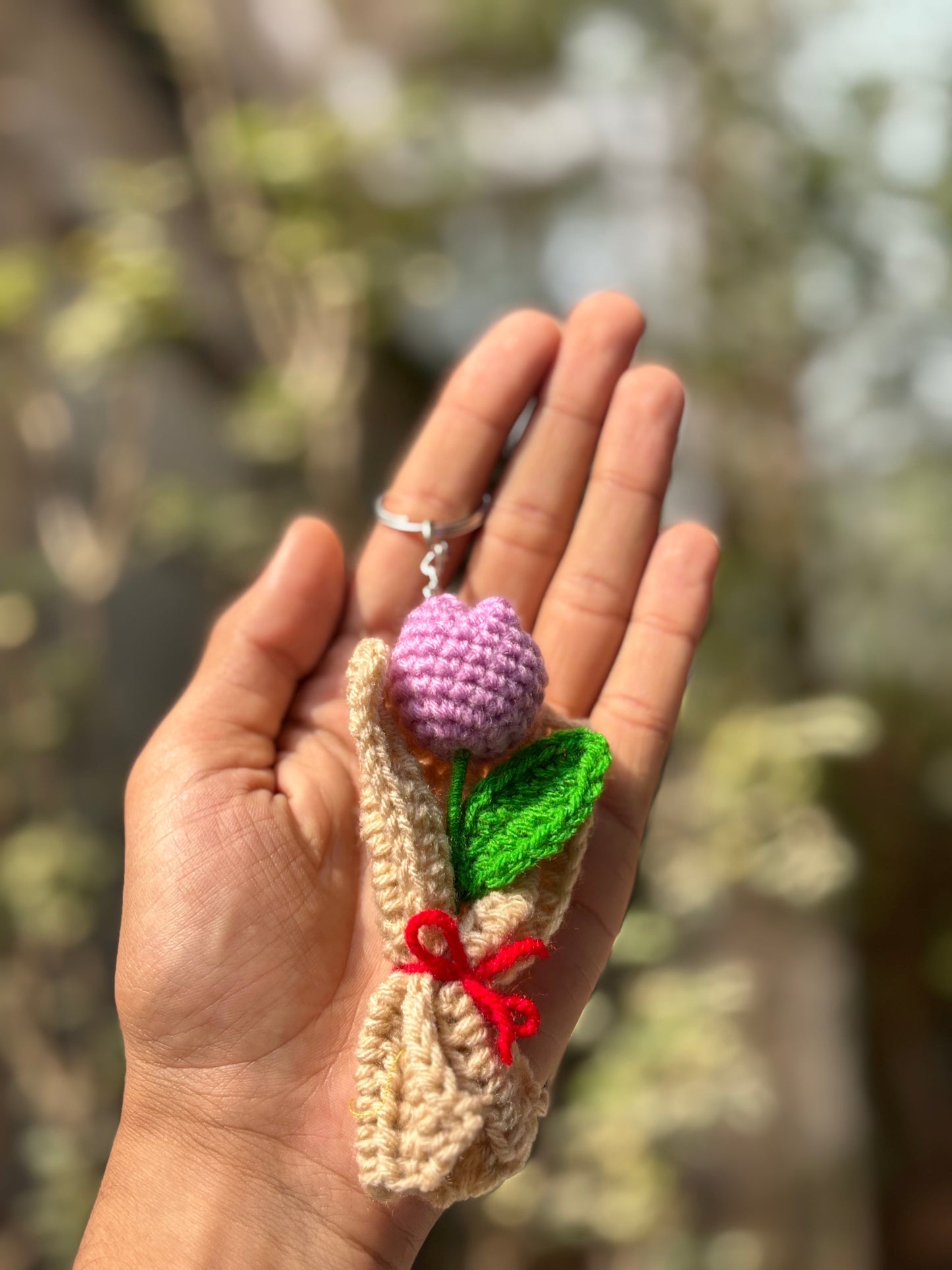 Crochet Keychain | Mini Bouquet | Lavender Tulip