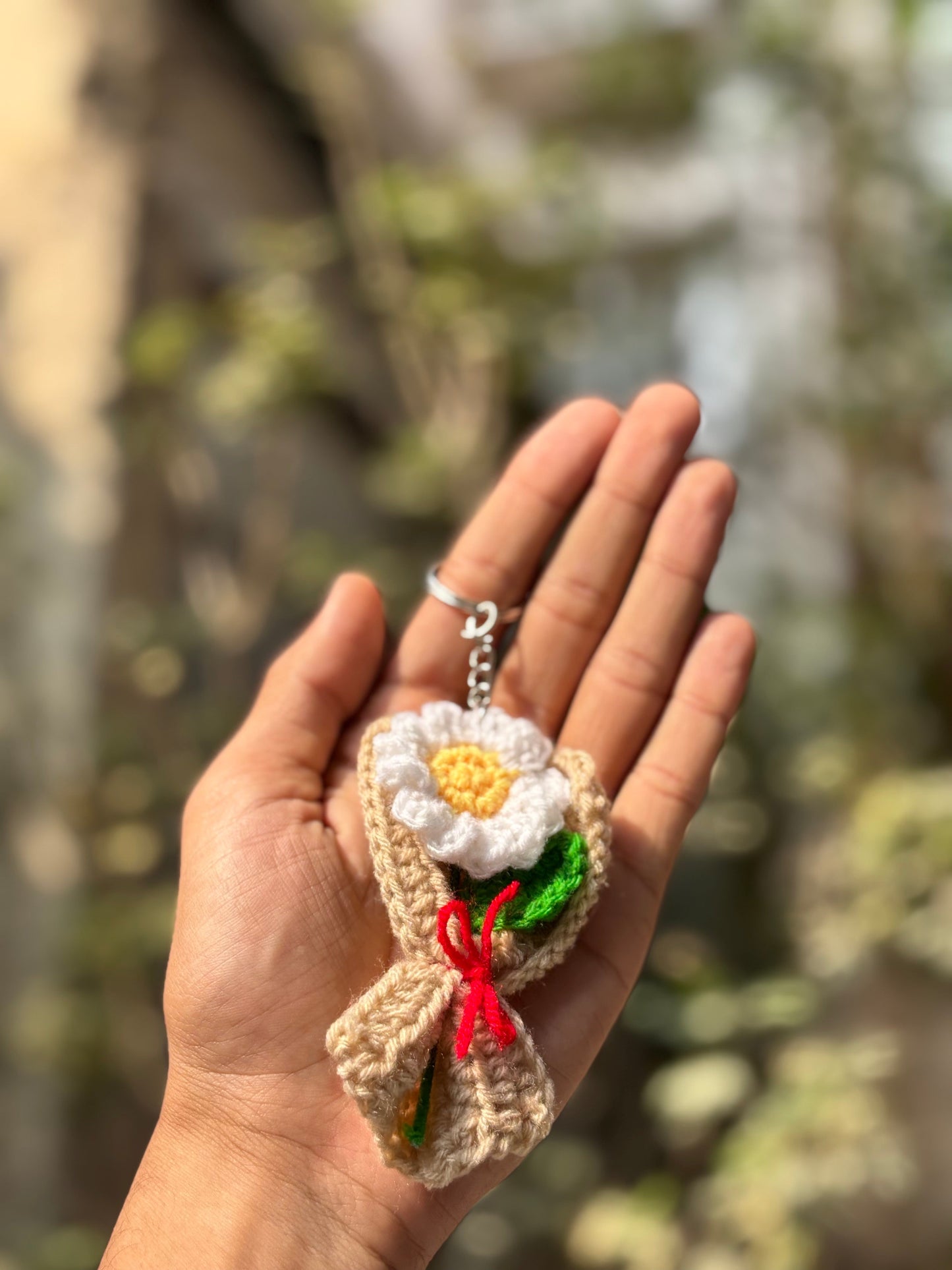 Crochet Keychain | Mini Bouquet | White Daisy
