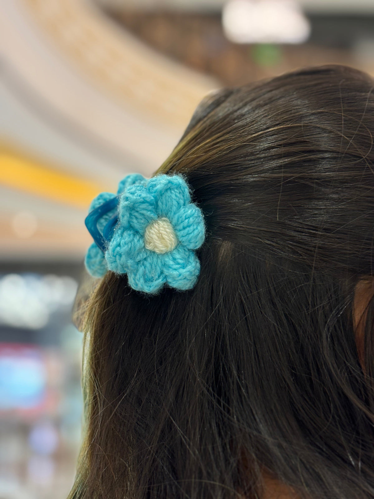 Crochet Clutcher | Puff Flower Blue