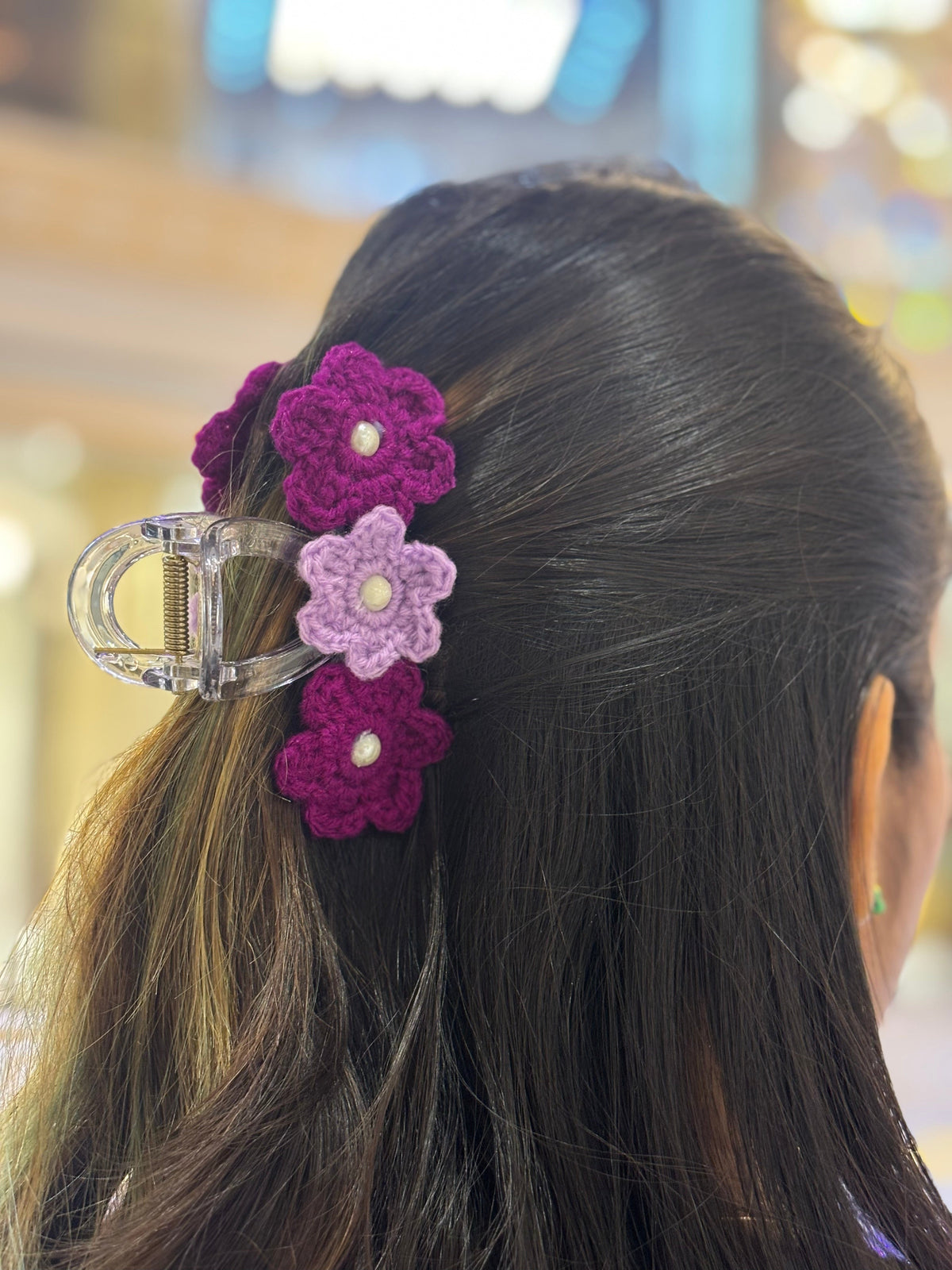 Crochet Clutcher | Triple Flower | Shades of Purple