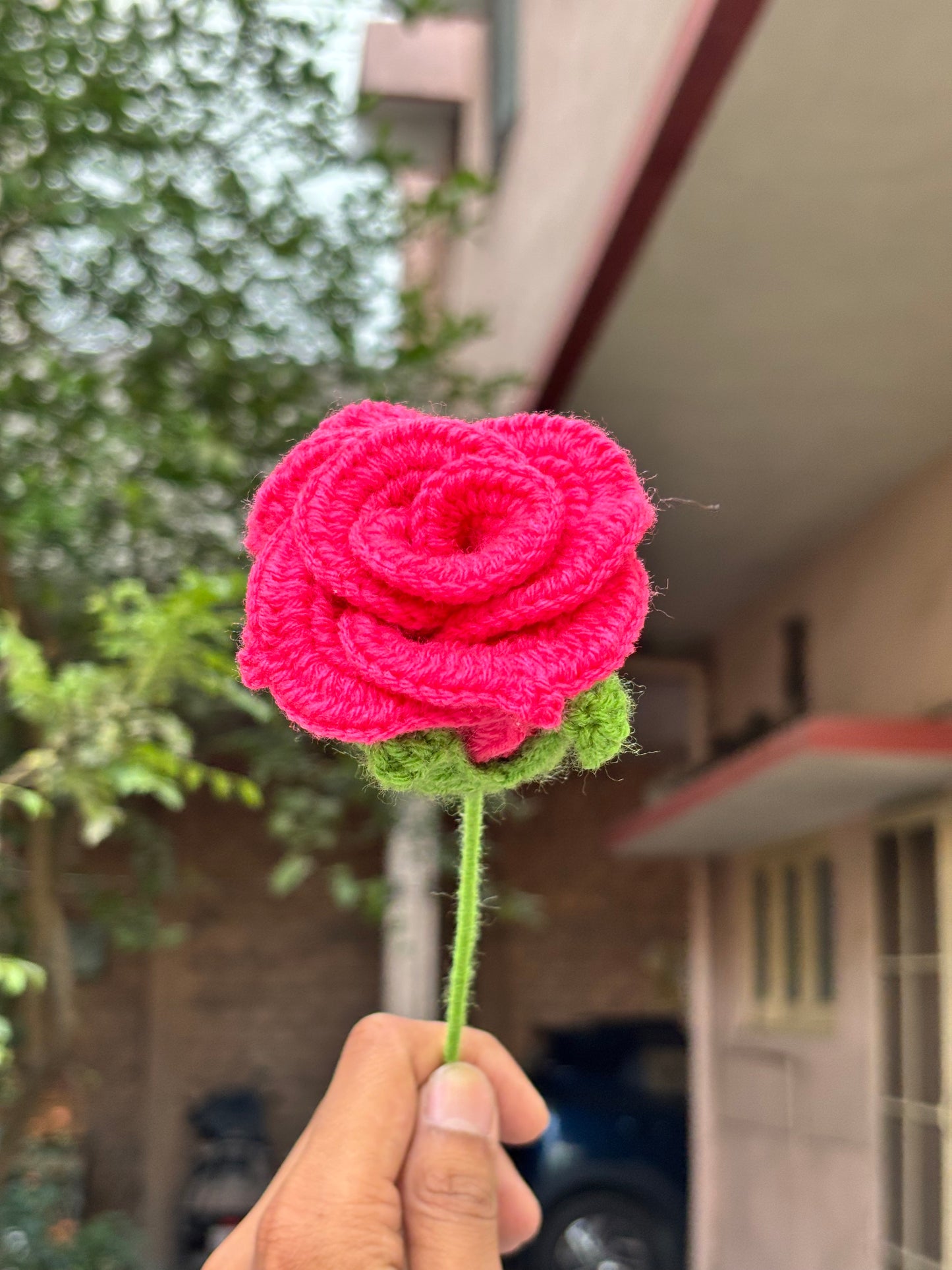 Crochet Flower | Cherry Pink Rose
