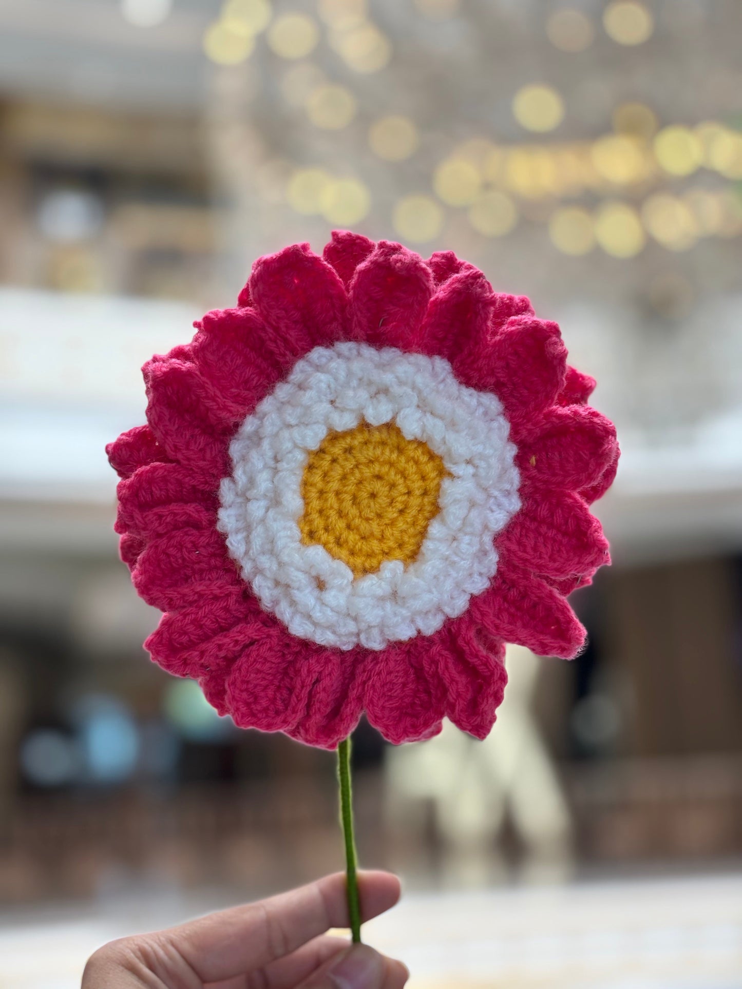 Crochet Flower | Sunflower Big | Cherry Pink Shade