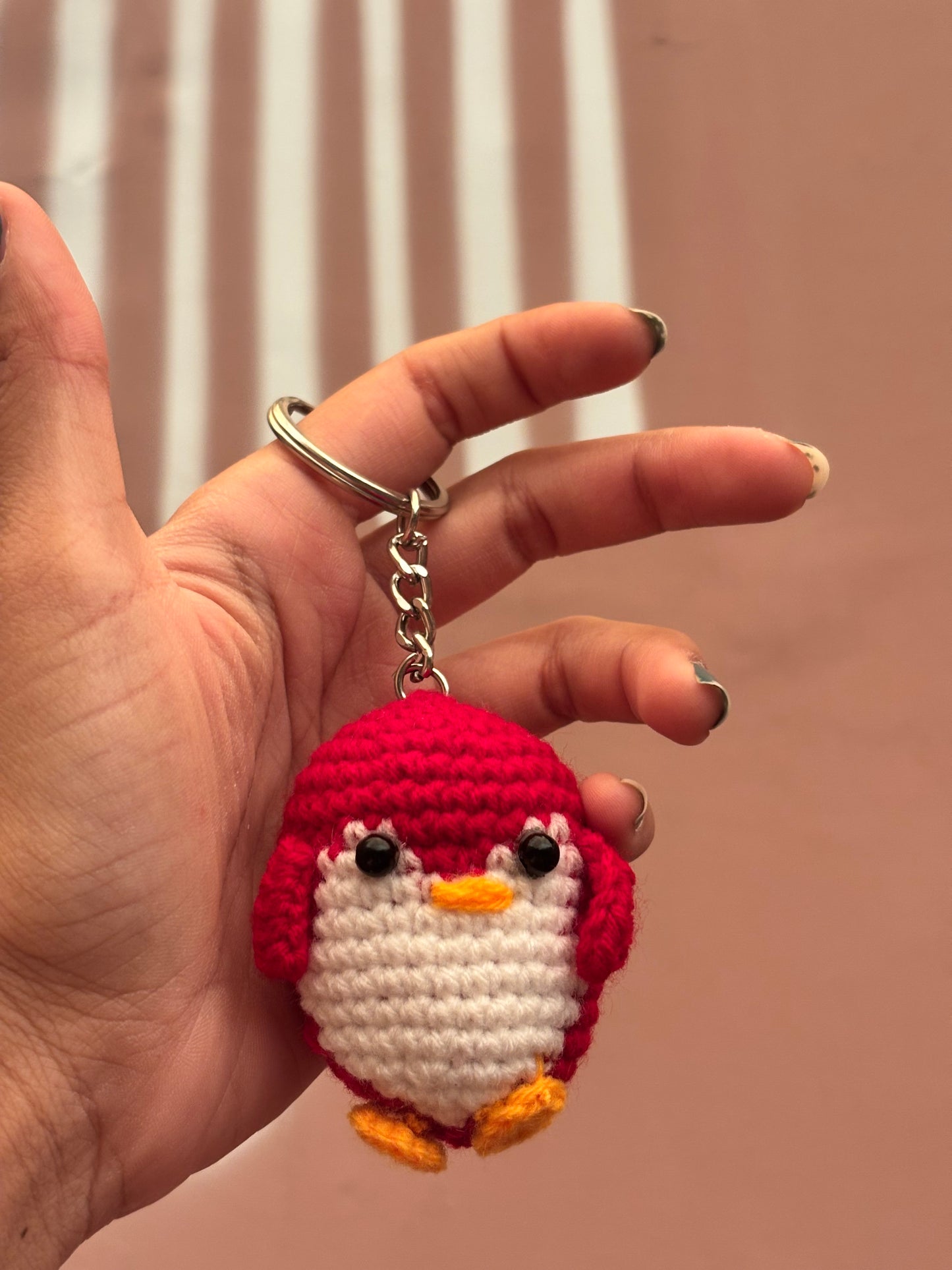 Crochet Keychain | Penguin | Red