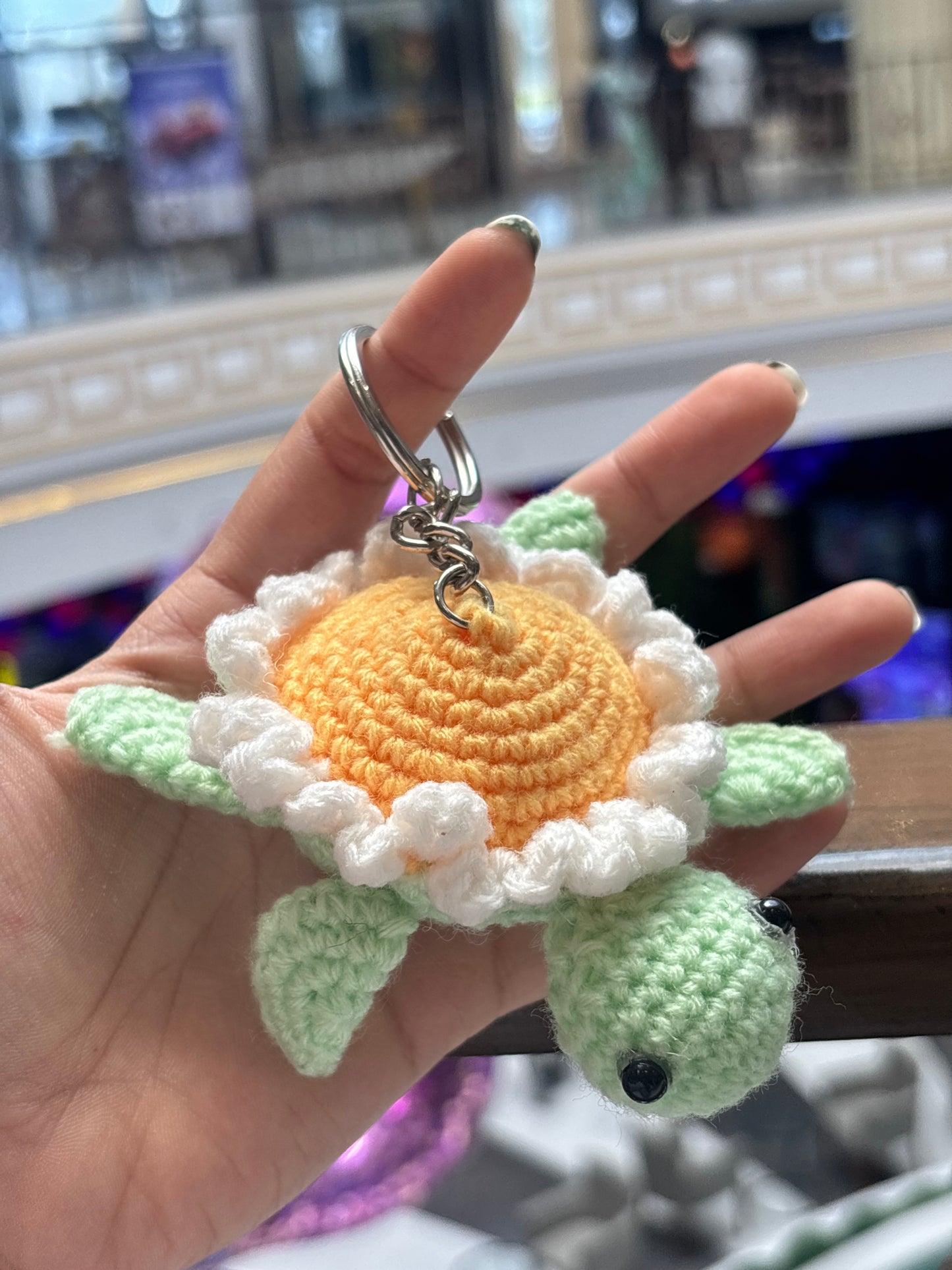 Crochet Keychain | Turtle | Daisy Flower