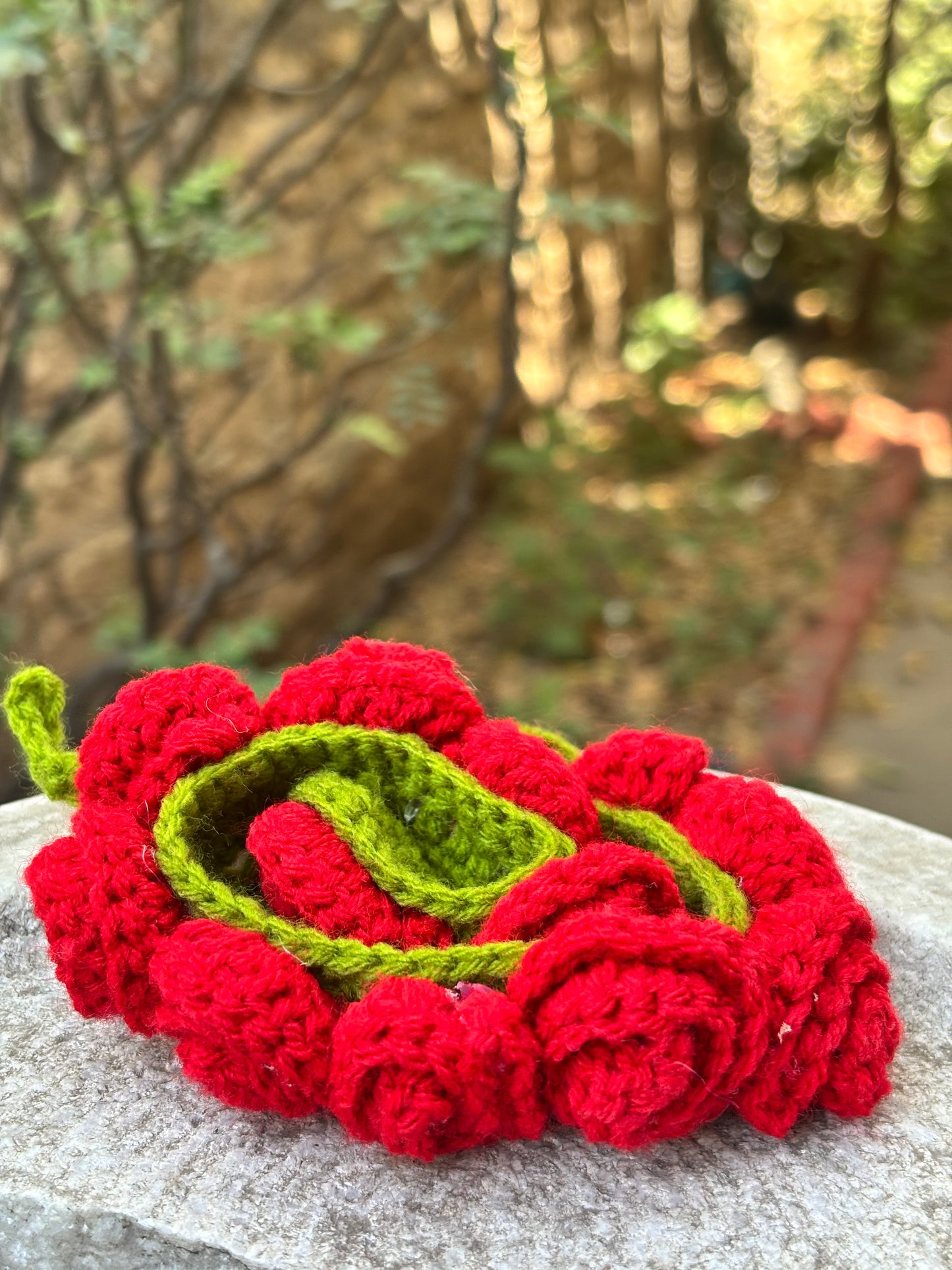 Crochet Kajra | Red Rose