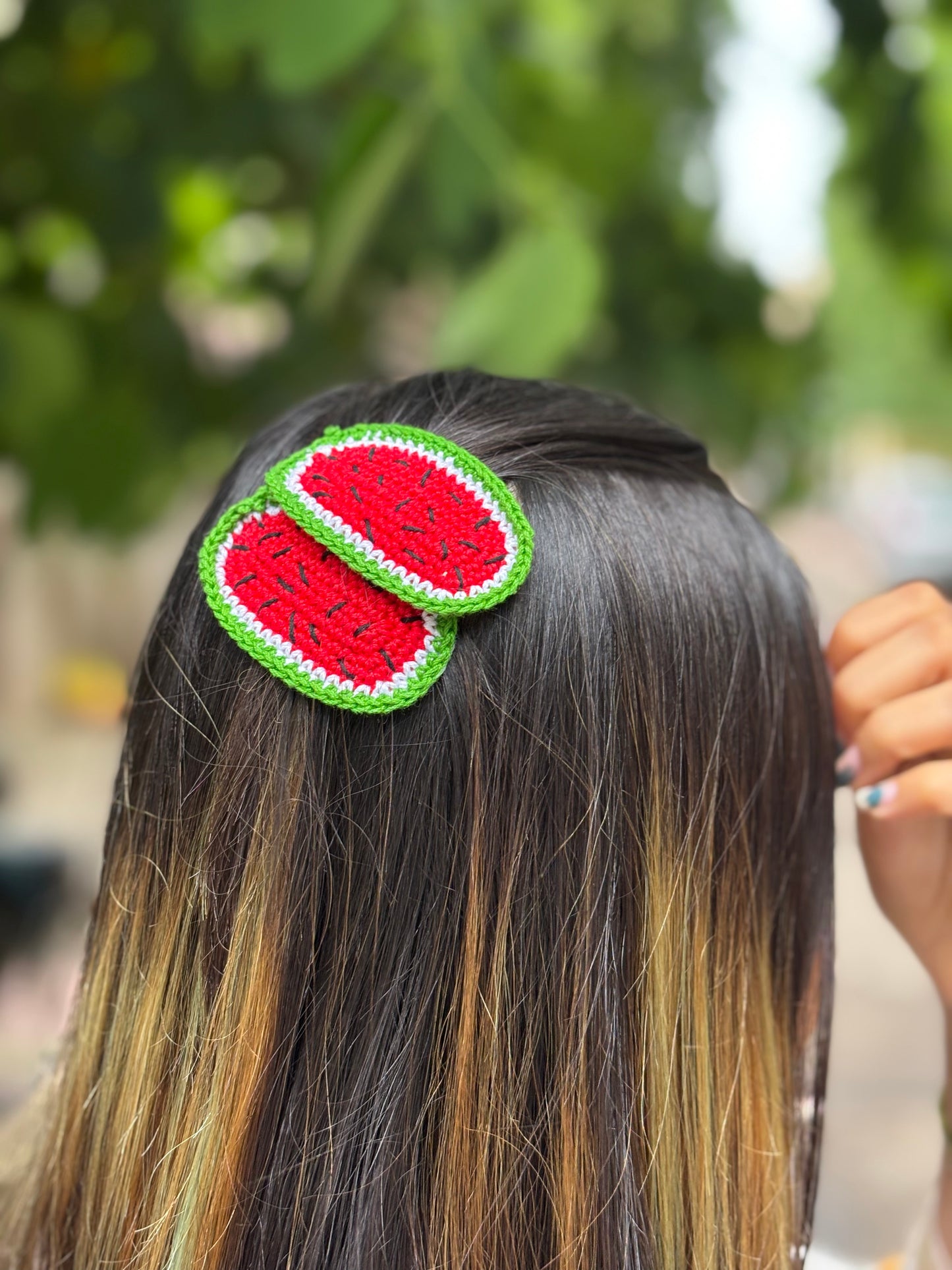Crochet Hair Clip | Watermelon | Pair