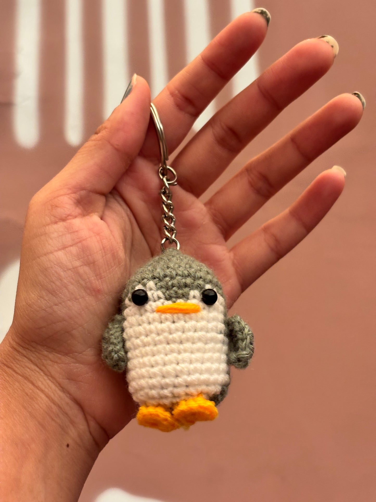 Crochet Keychain | Penguin | Grey