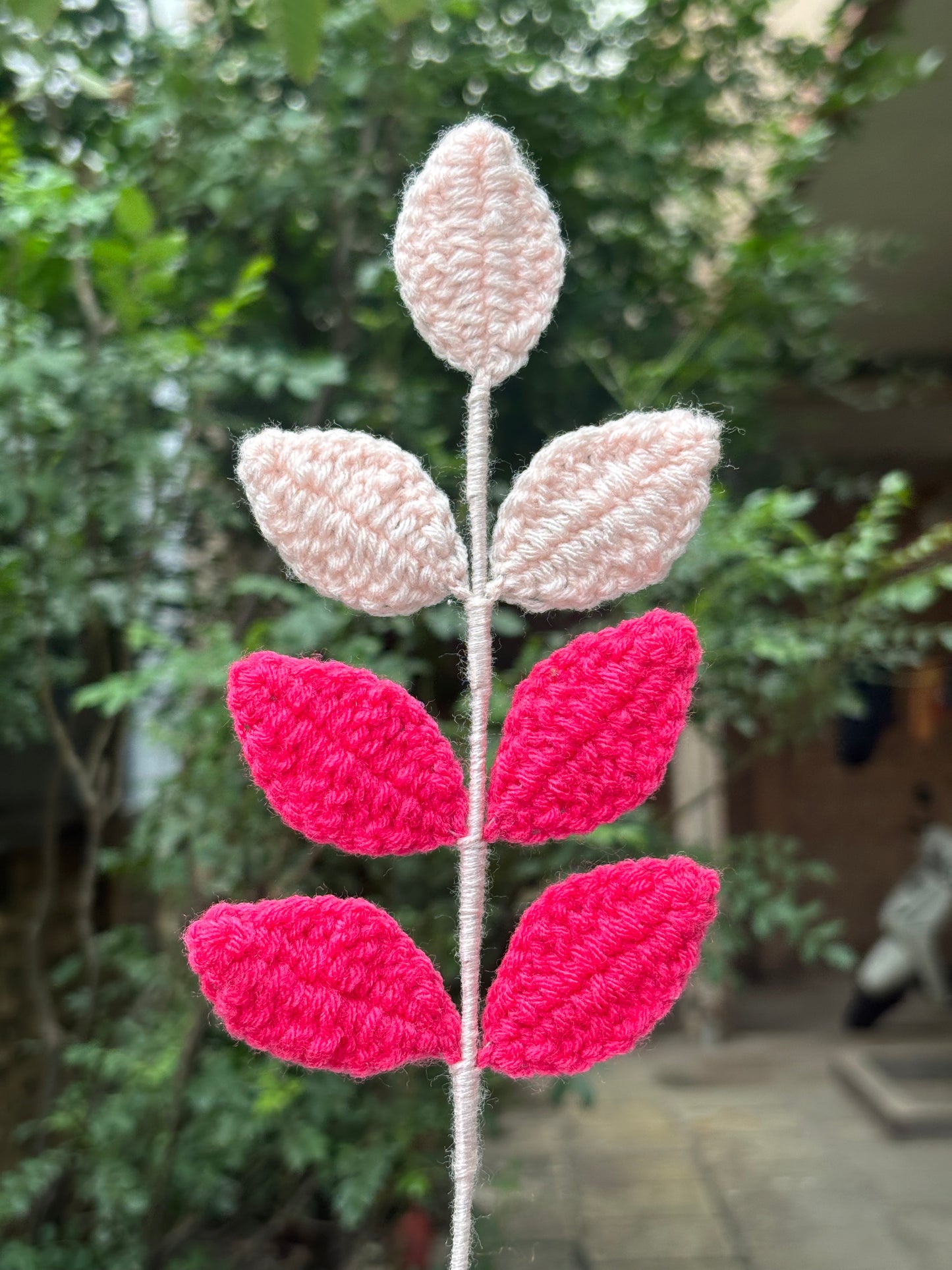 Crochet Leaf Stick | Dual Pink Shade