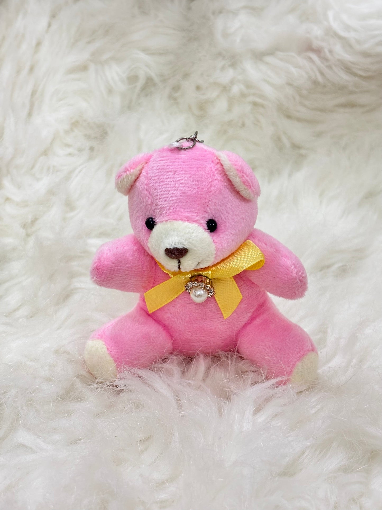 Keychain | Cute Pink Teddy with Pearl Bow