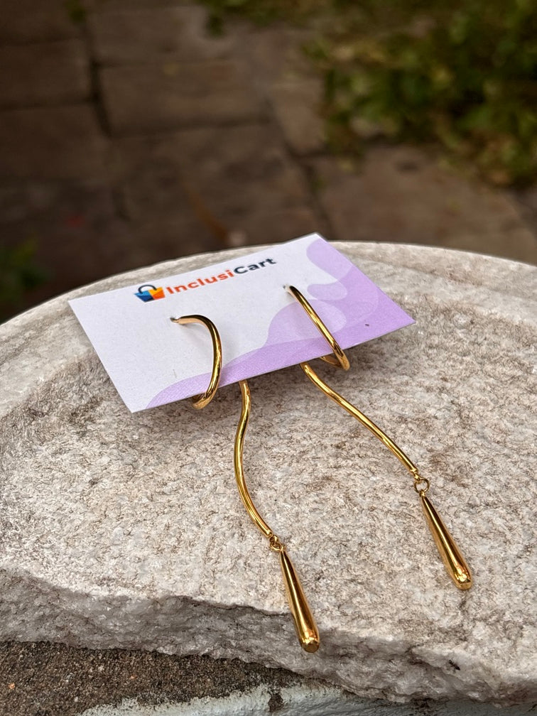 Elegant Wavy Long Drop Anti-Tarnish Earrings