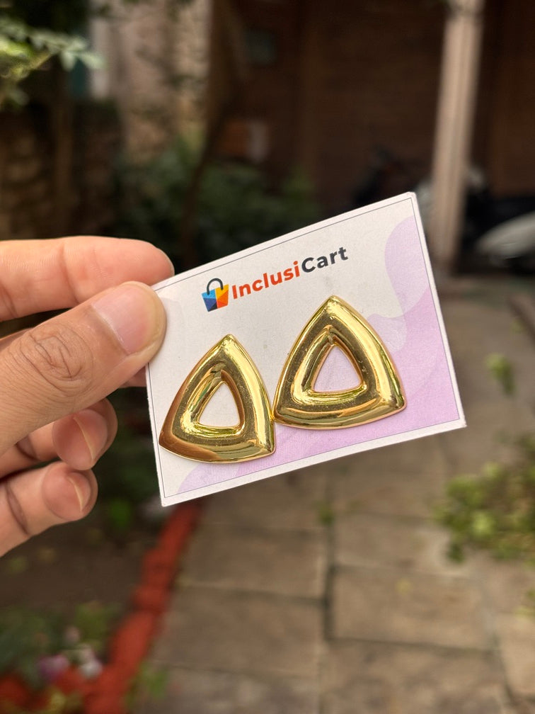 Geometric Triangle Anti-Tarnish Gold Stud Earrings