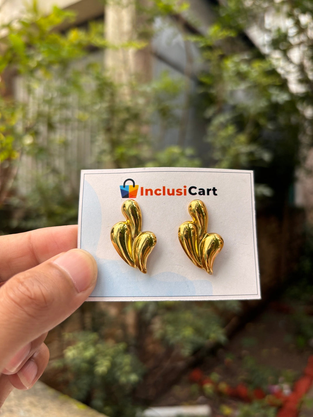 Golden Flame Anti-Tarnish Statement Stud Earrings