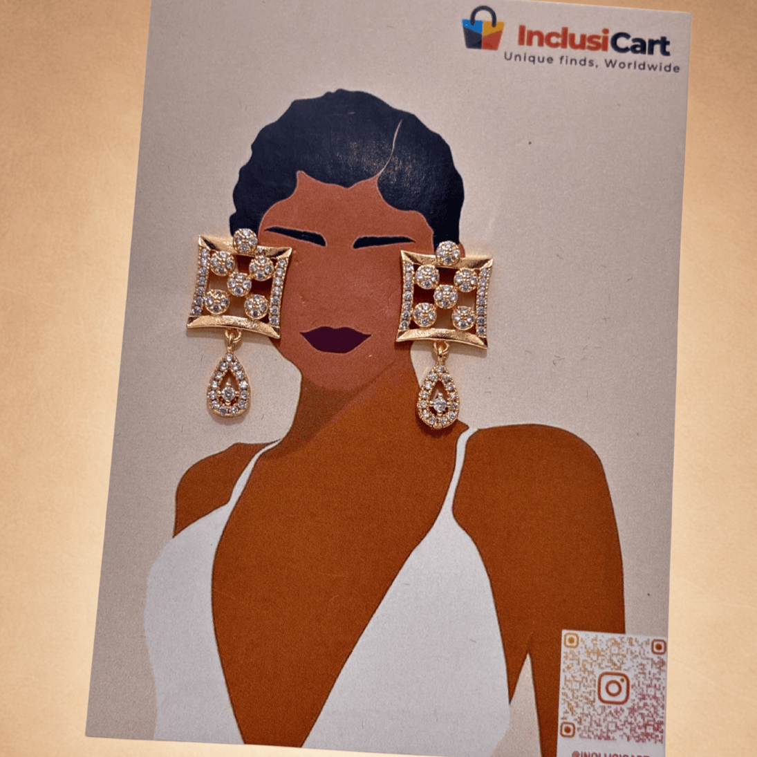 Golden Lattice Drop stud earrings