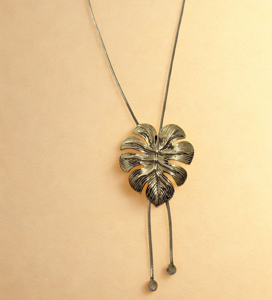 Golden Palm Leaf Pendant Necklace