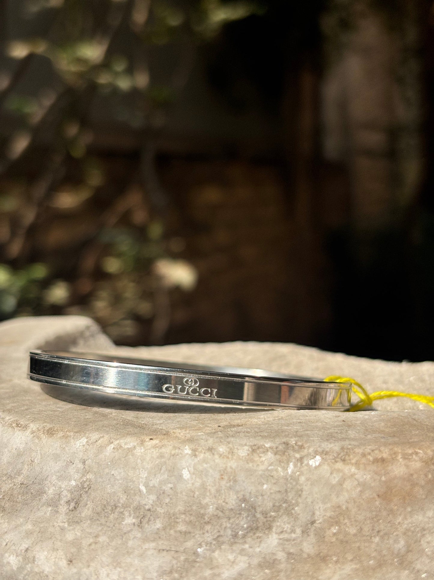 Mens Bracelet | Silver Gucci Engraved Minimal