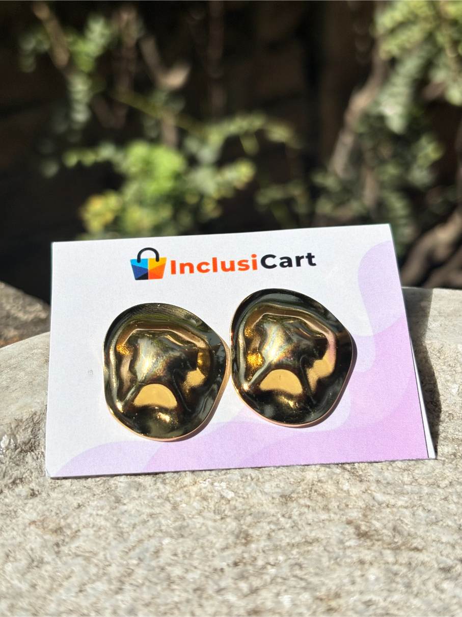 Hammered Disk Anti Tarnish Stud Earrings