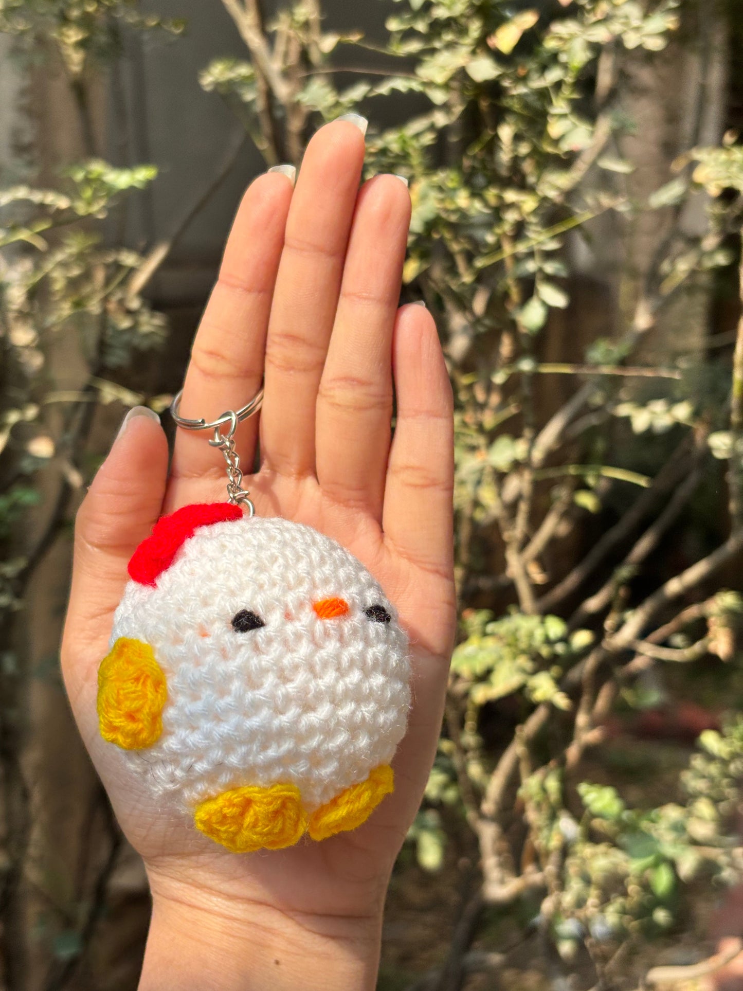 Crochet Keychain Cute Chick | White