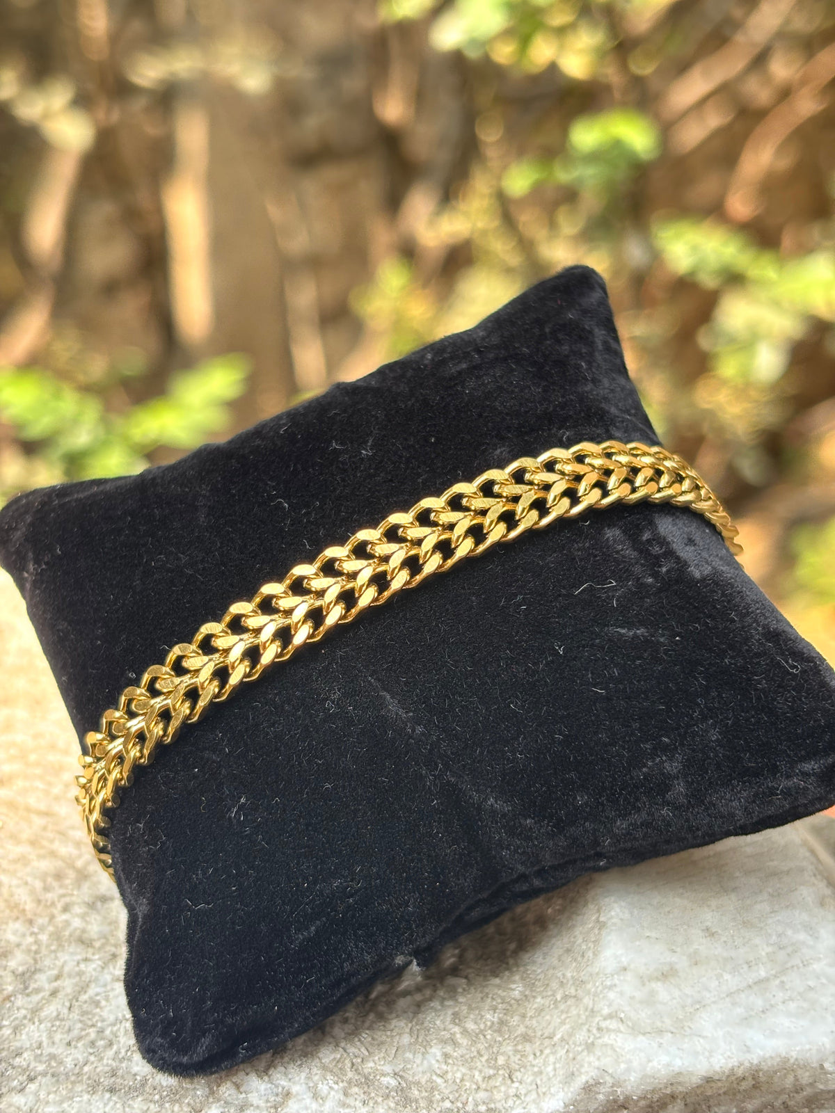 Mens Chain Bracelet | Dual Link Gold Thin Chain