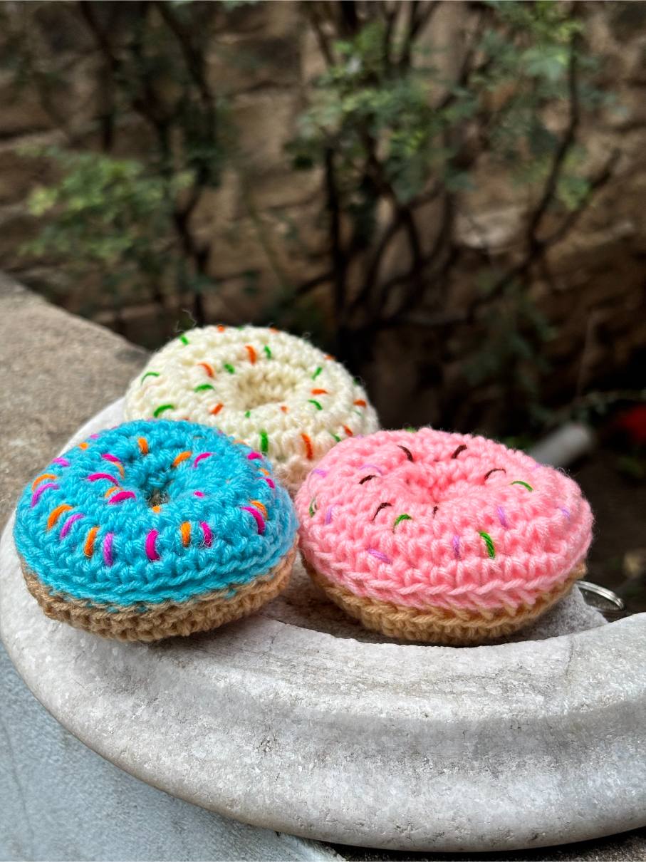Crochet Keychain Donut | Chocolate Icing