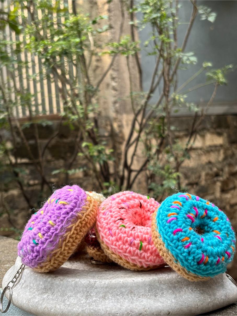 Crochet Keychain Donut | Cream Icing
