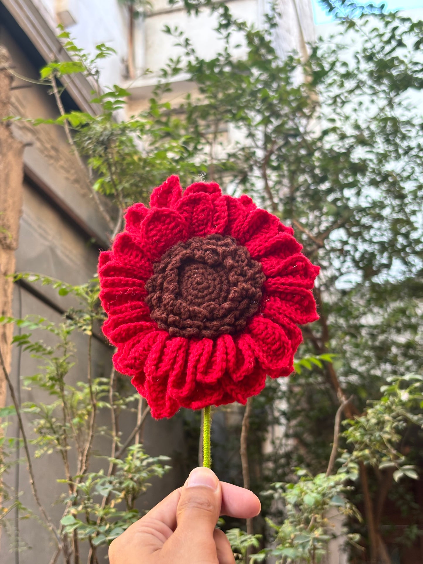 Crochet Sunflower Big | Maroon Shade