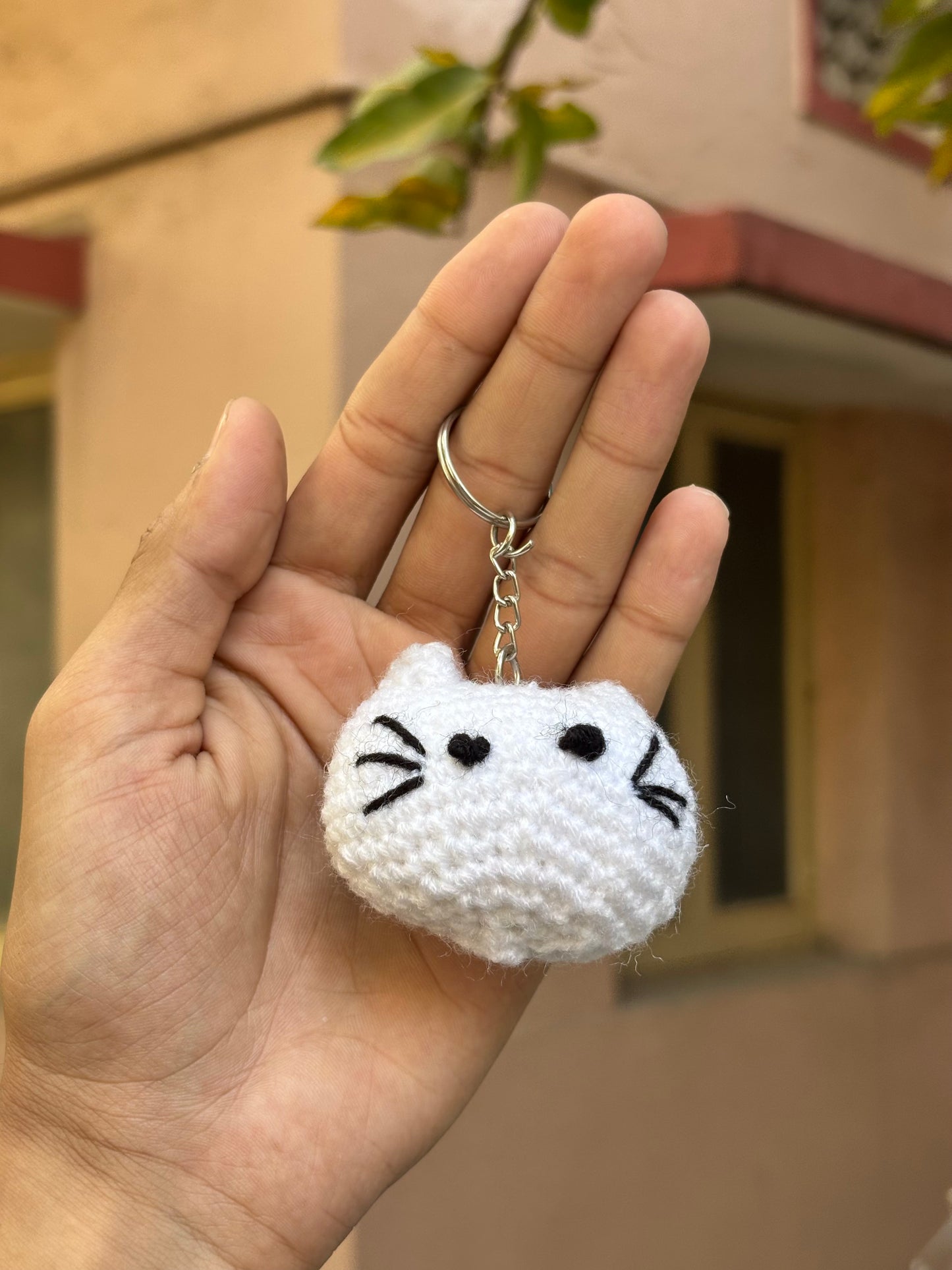 Crochet Keychain White Kitty