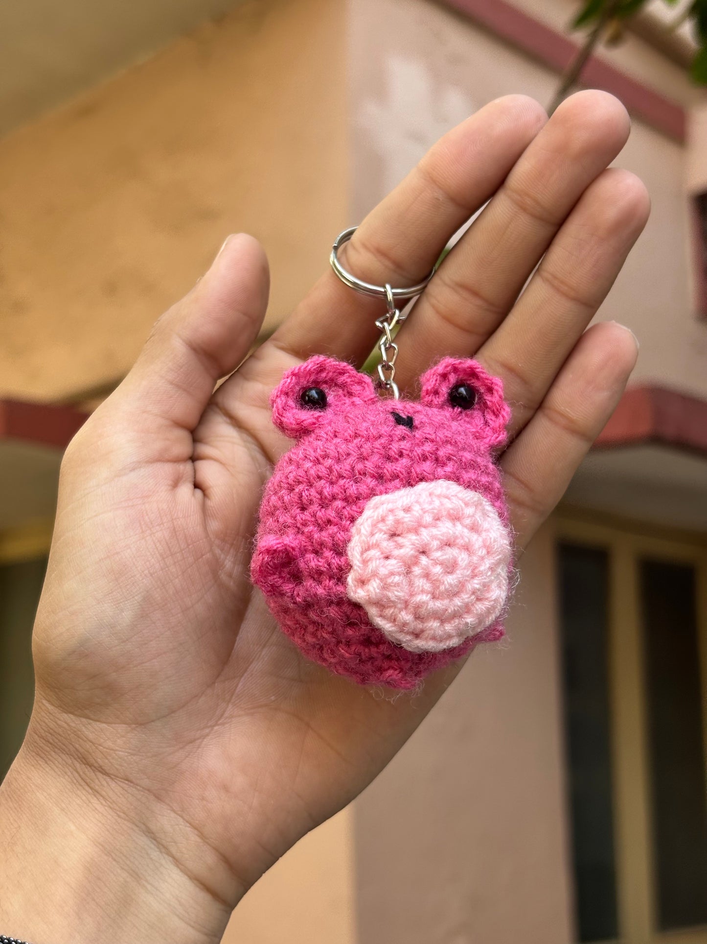 Crochet Keychain Pink Shade Frog