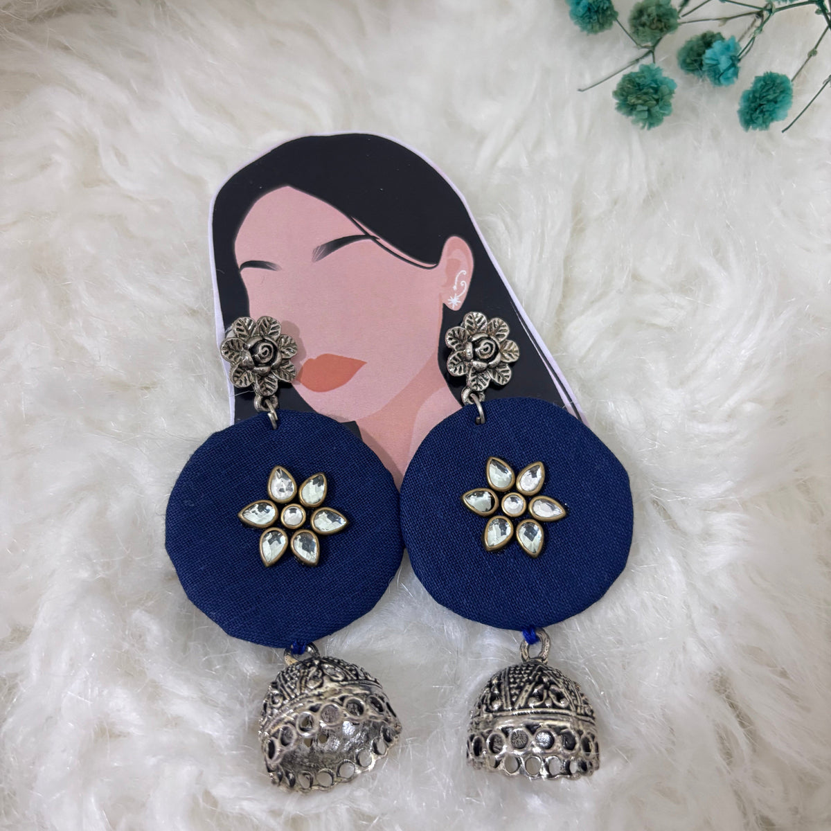 Fabric Kundan Jhumka