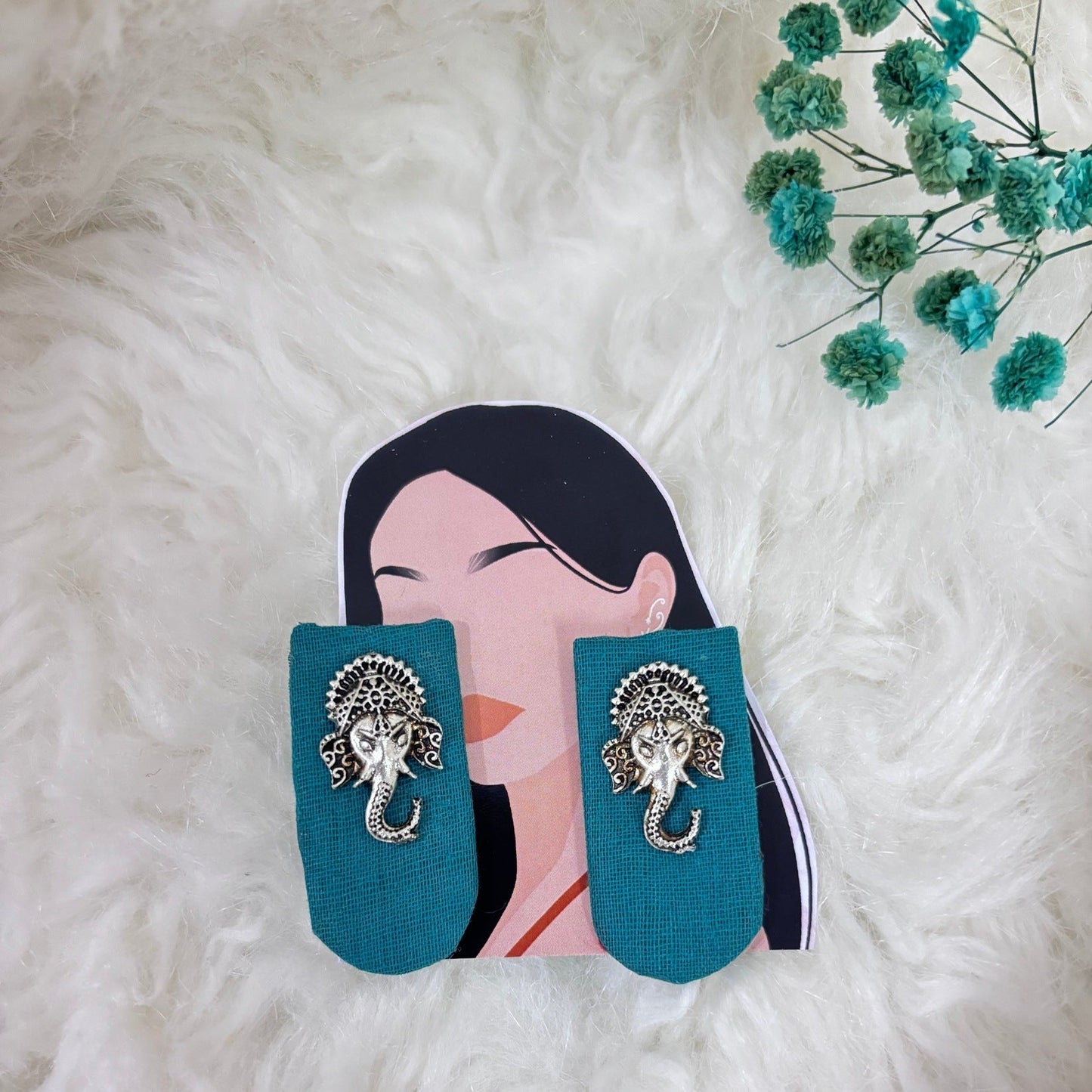 Fabric Gajmukh Earrings