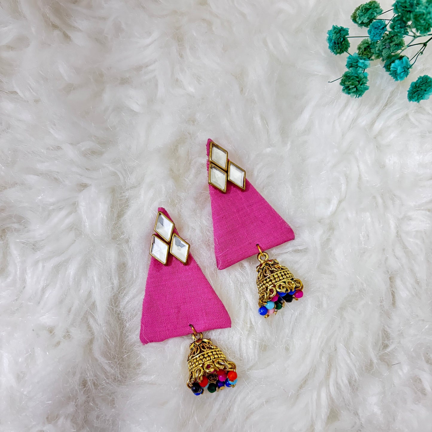 Kundan Hanging Fabric Earrings