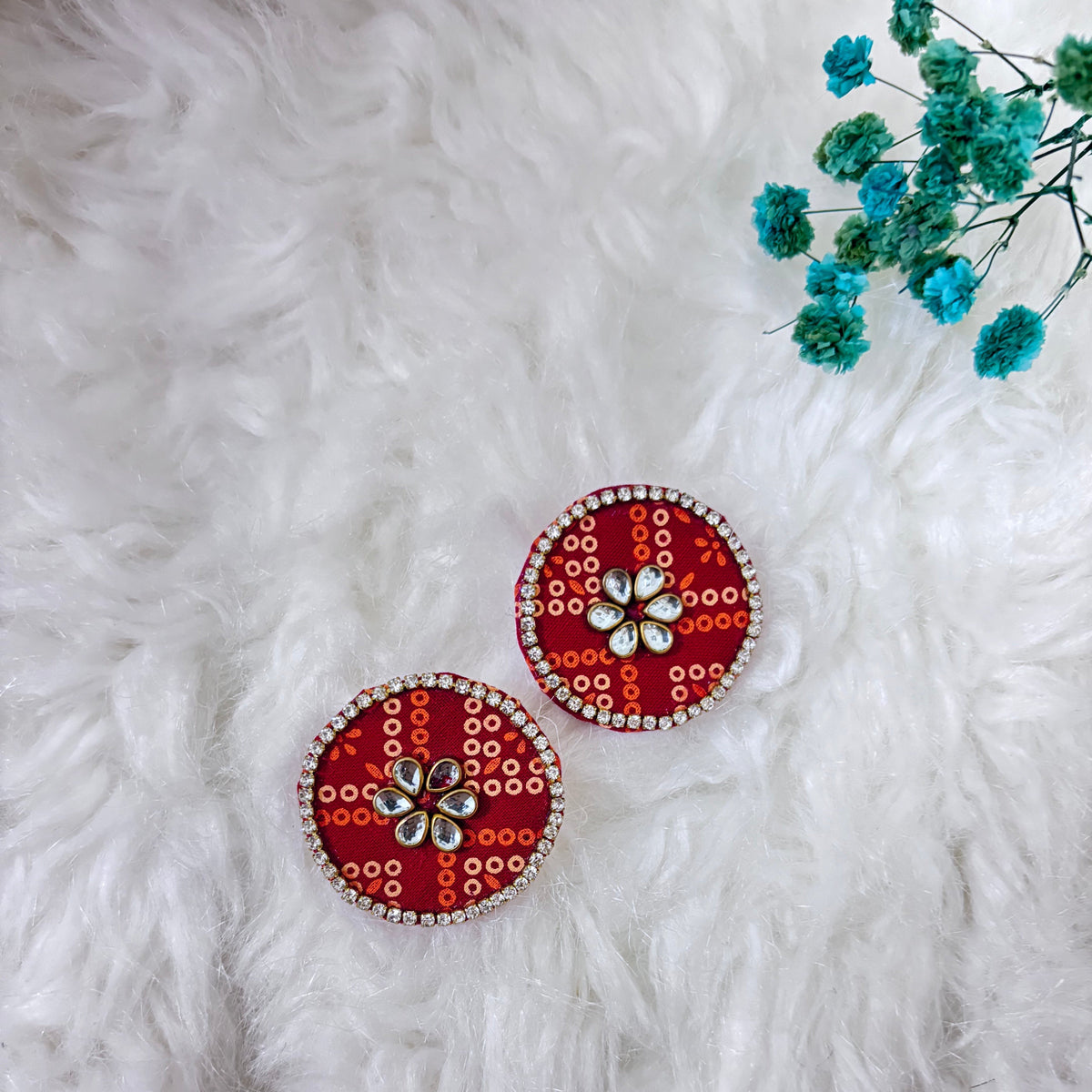 Round Kundan Bandej Earrings