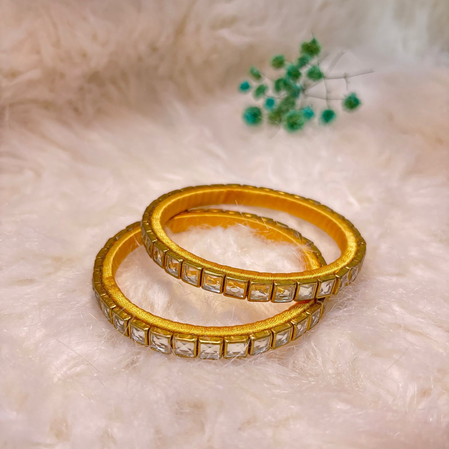 Golden full kundan thread bangles