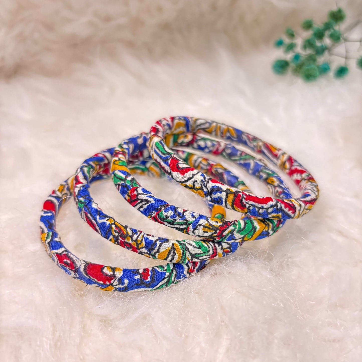 Ajrakh print fabric bangles | Set of 4