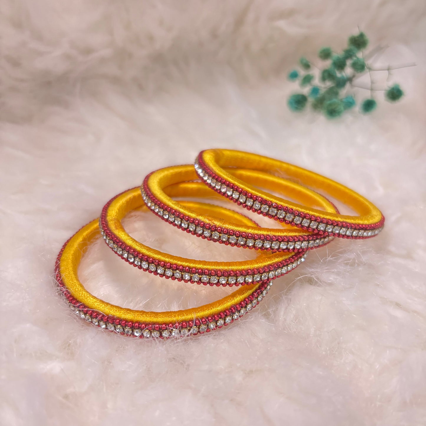 Elegant Stone Work Thread Bangles | Set of 4