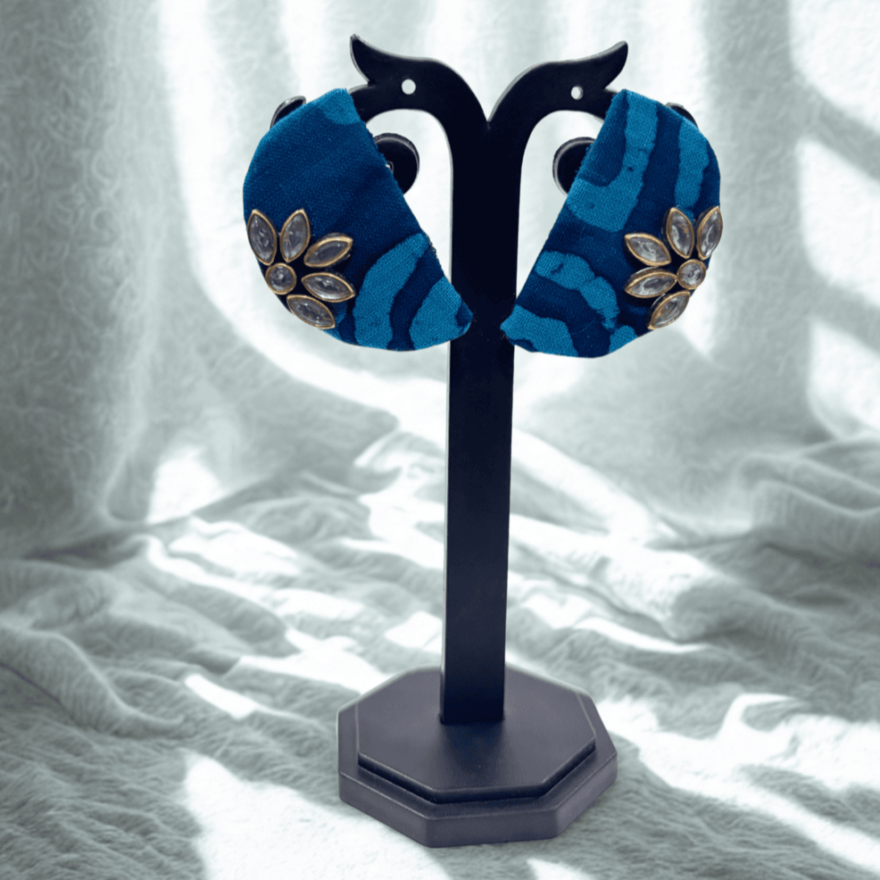 Indigo Bloom Fabric Earrings