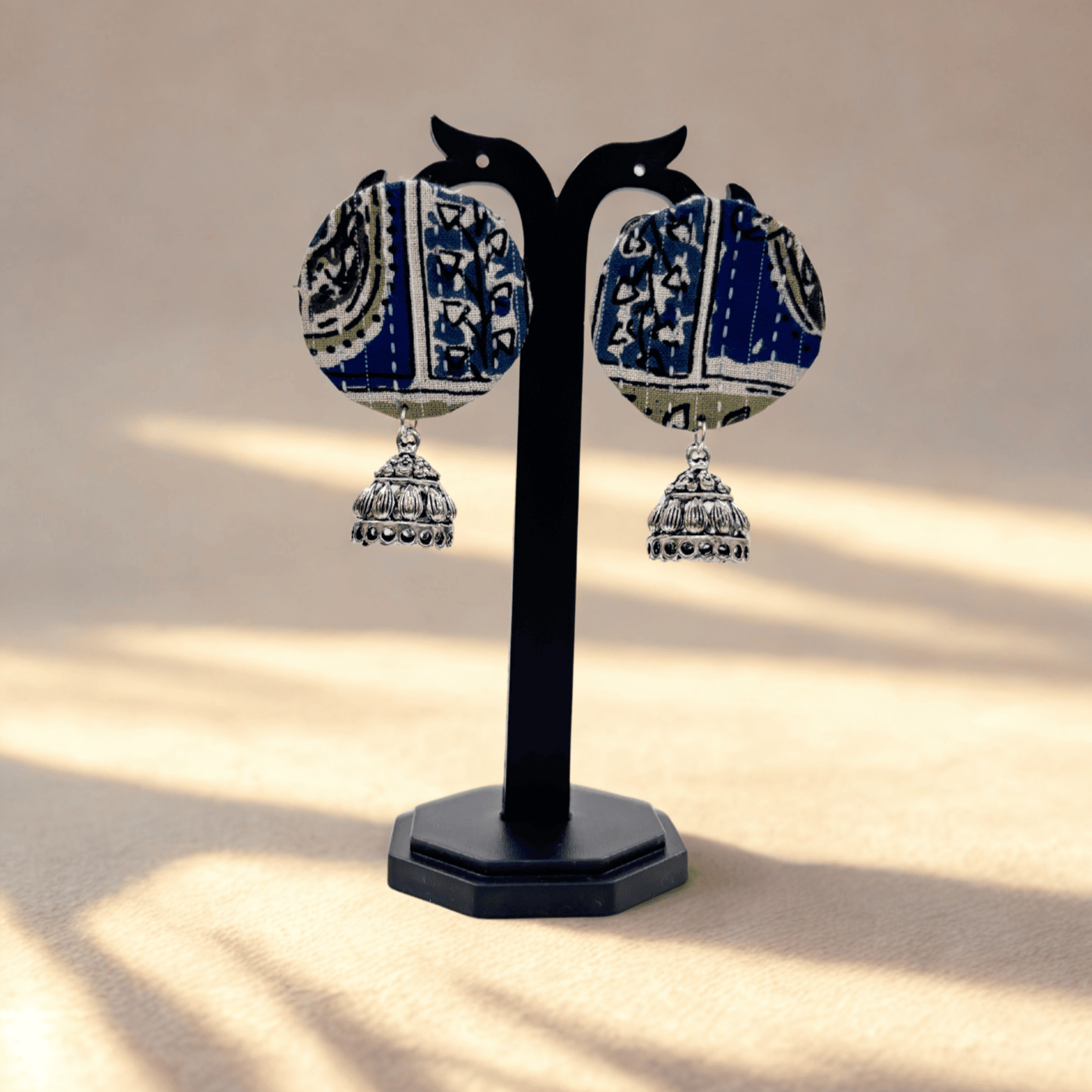 Indigo Folk Jhumka Earrings